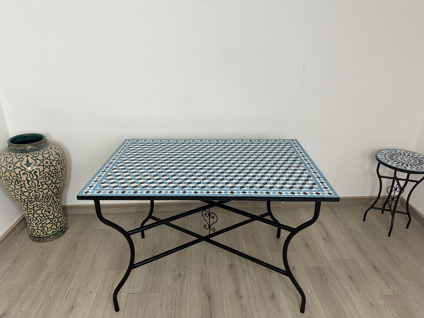Handmade Moroccan Zellige Mosaic Coffee Table – Timeless 3D Illusion