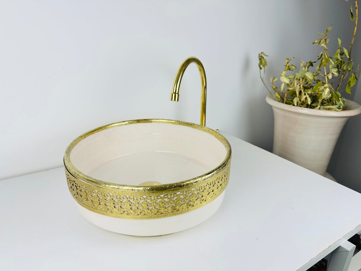 Golden Aura Brass & Ceramic Basin
