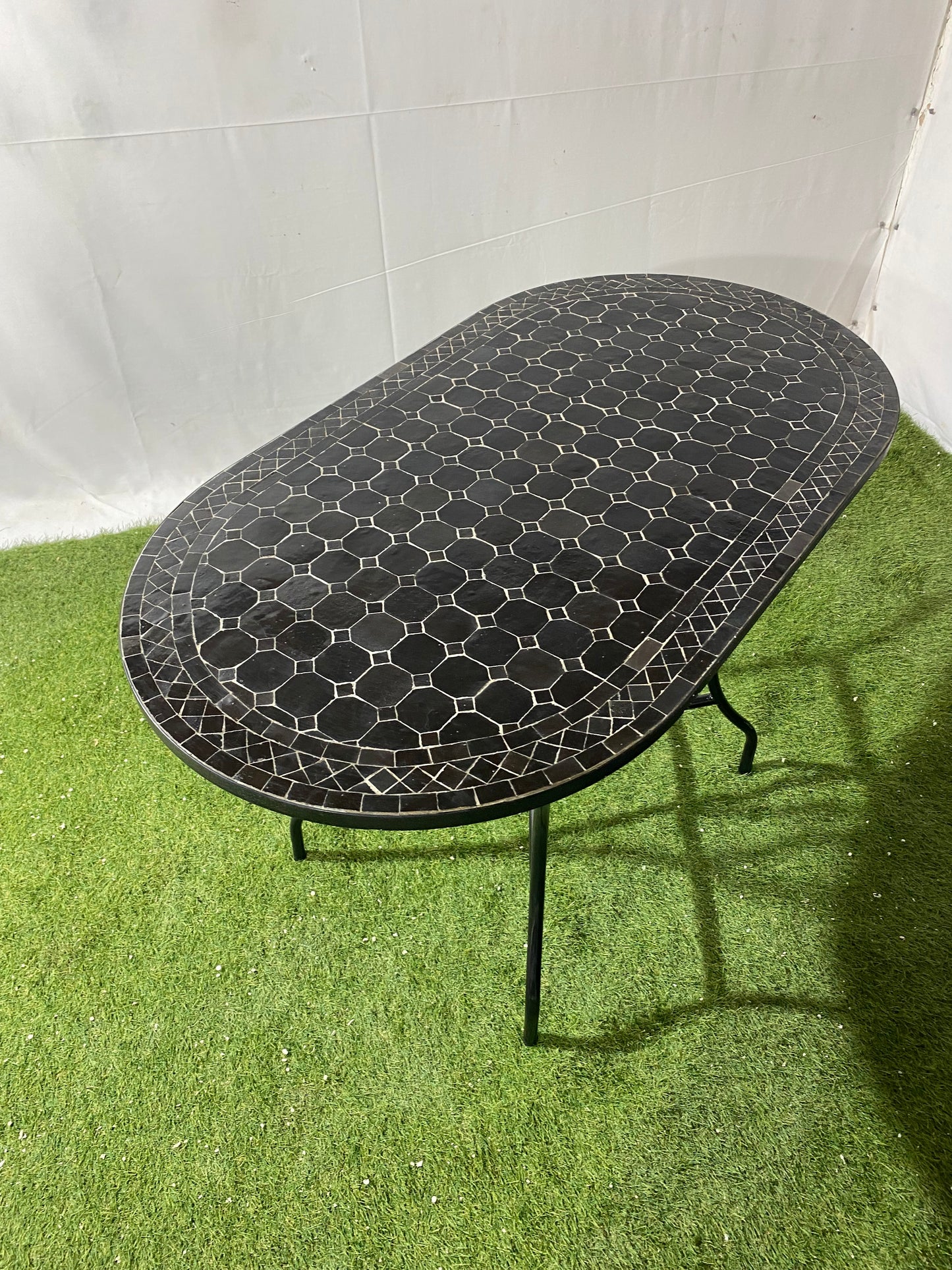 Handmade Moroccan Zellige Mosaic Table – Elegant Black Design