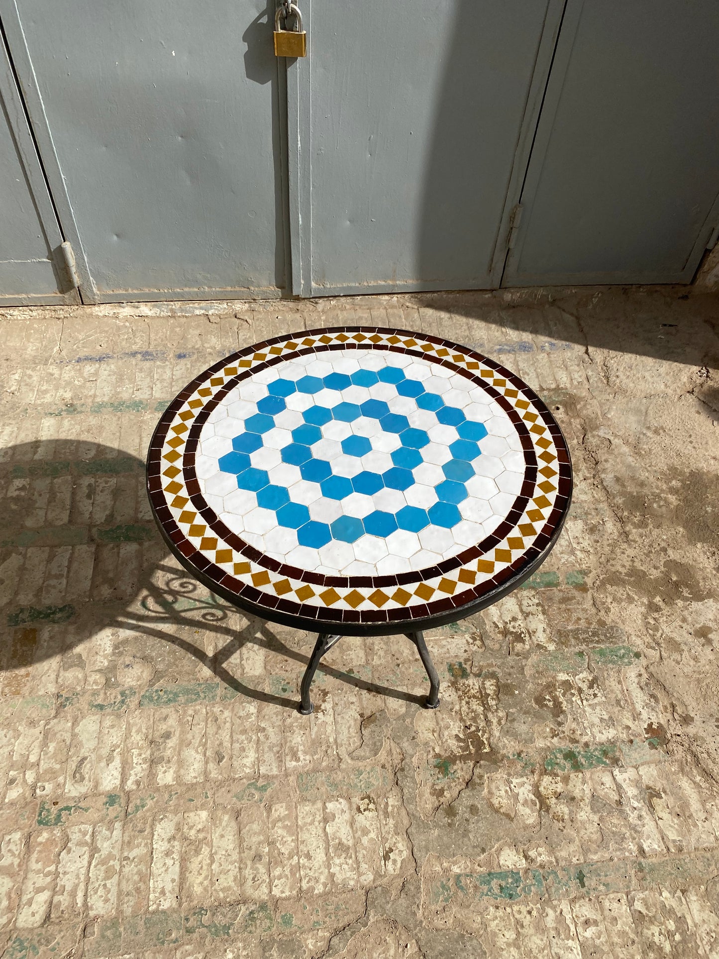 Blue Spiral Mosaic Table