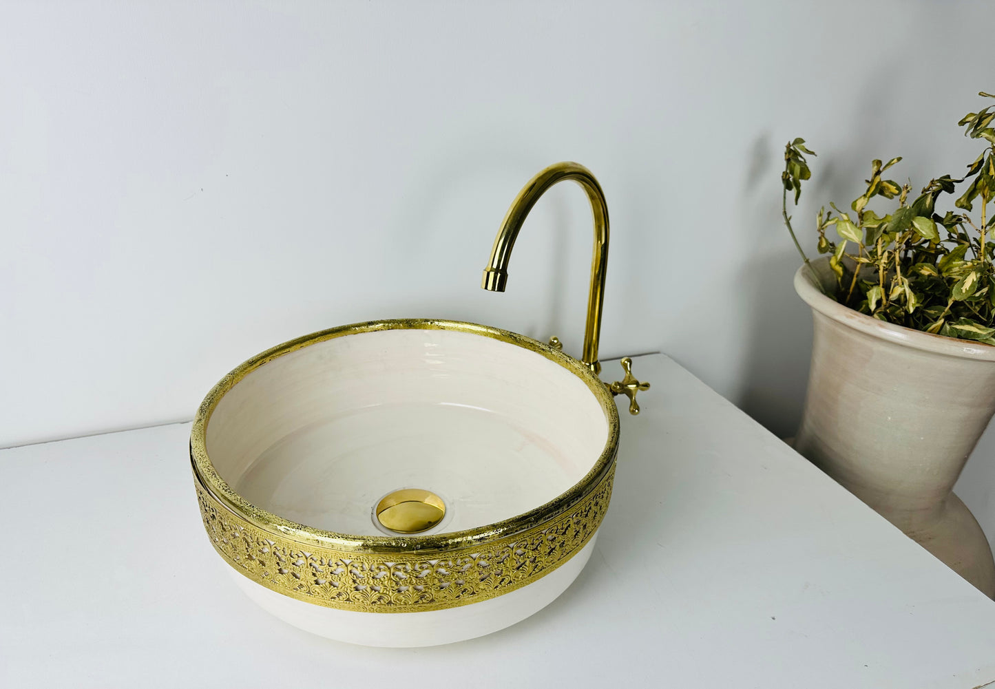 Golden Aura Brass & Ceramic Basin