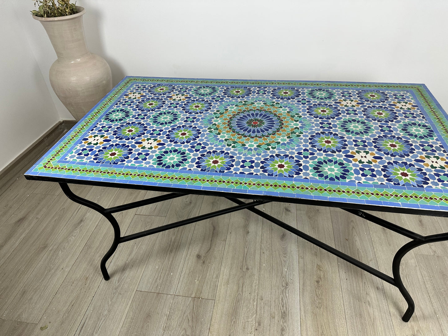 Handmade Moroccan Zellige Mosaic Table – Vibrant Mediterranean Artistry