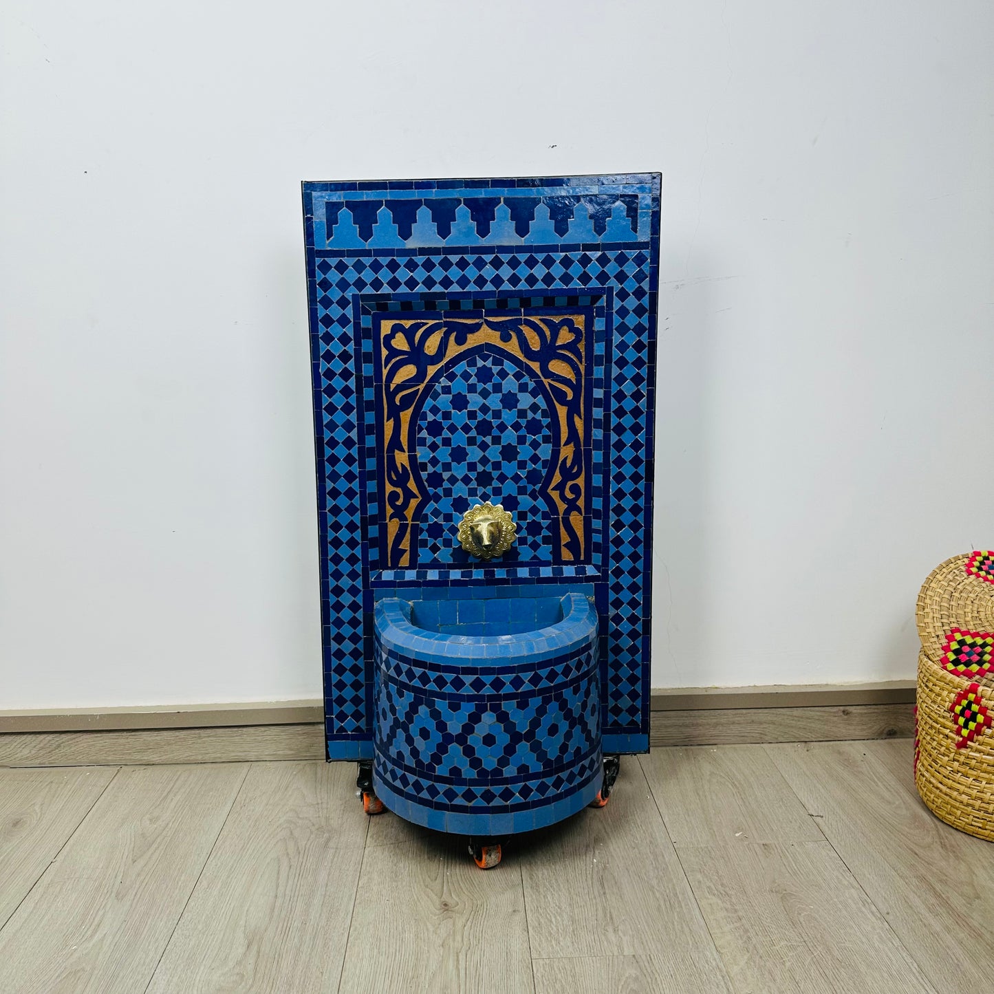 Moroccan Zellige Fountain – Deep Blue Elegance