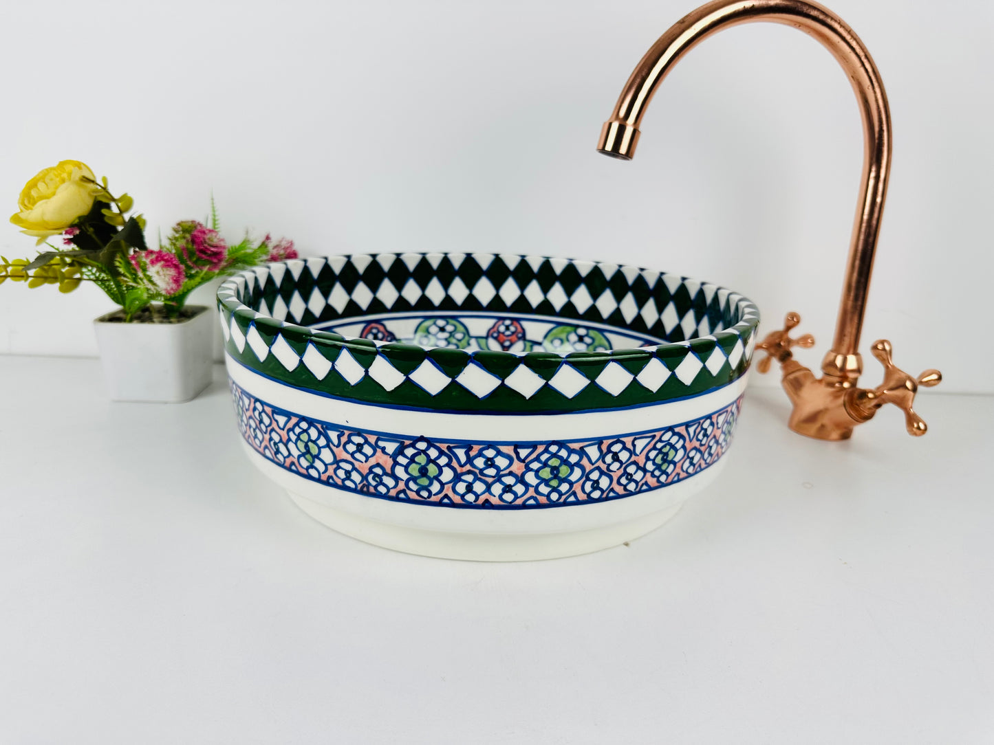 Colorful Cascade: Handcrafted Ceramic Sink in Multiple Colors