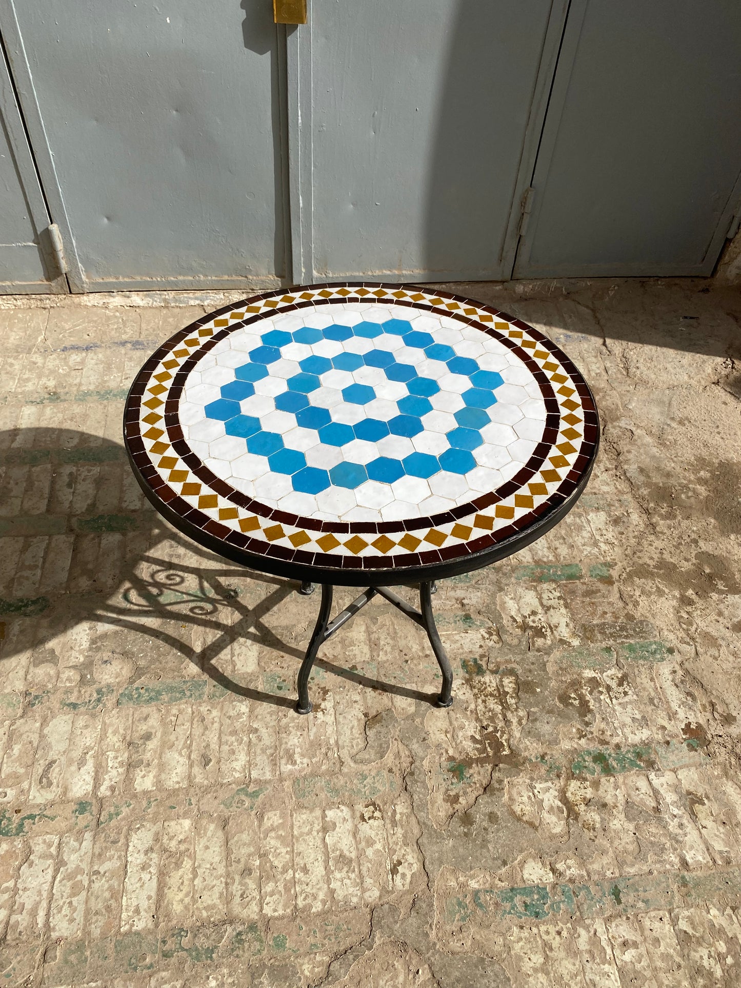 Blue Spiral Mosaic Table
