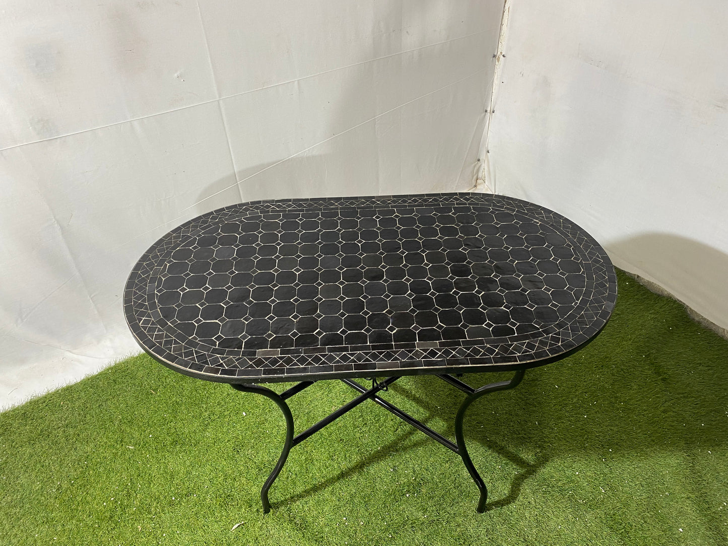 Handmade Moroccan Zellige Mosaic Table – Elegant Black Design