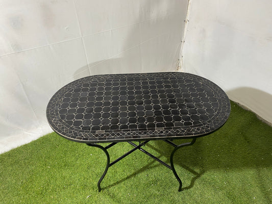 Handmade Moroccan Zellige Mosaic Table – Elegant Black Design
