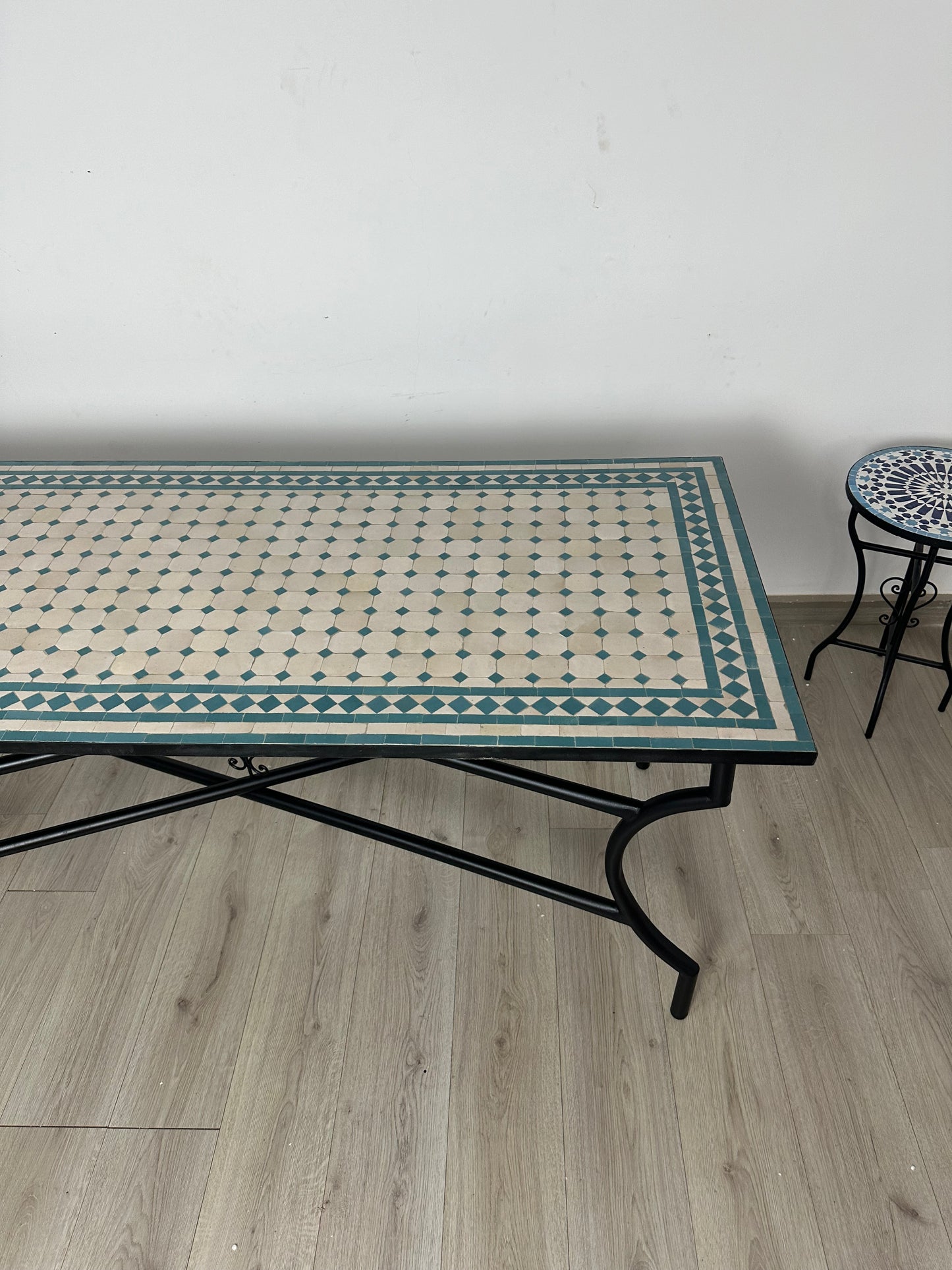 Handmade Moroccan Zellige Mosaic Dining Table – Elegant Simplicity