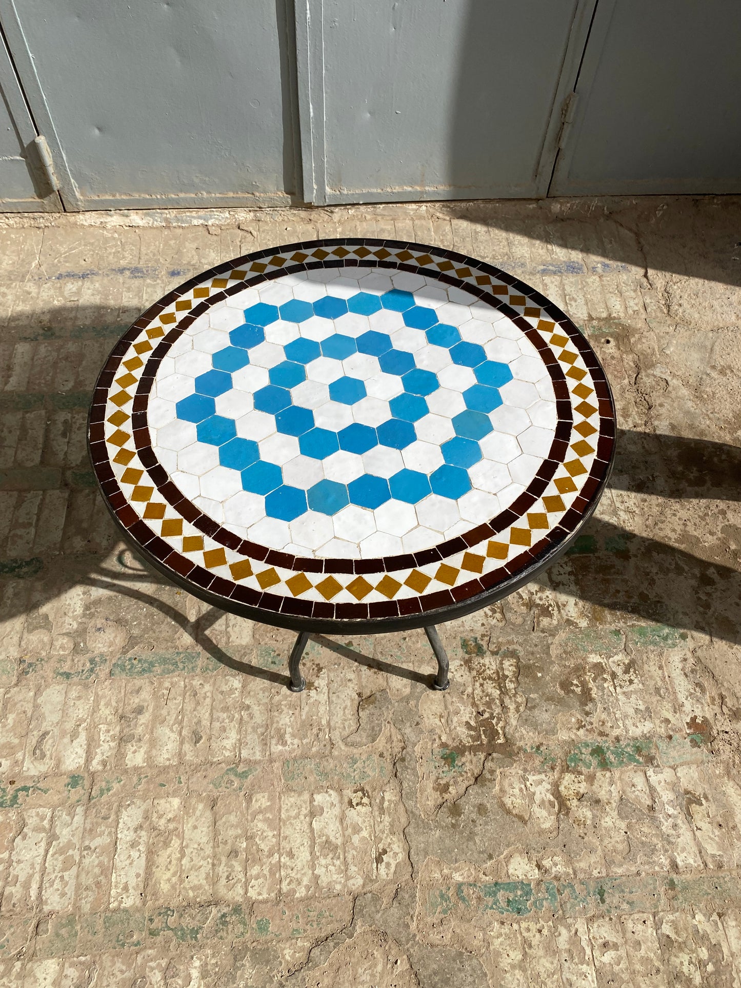 Blue Spiral Mosaic Table