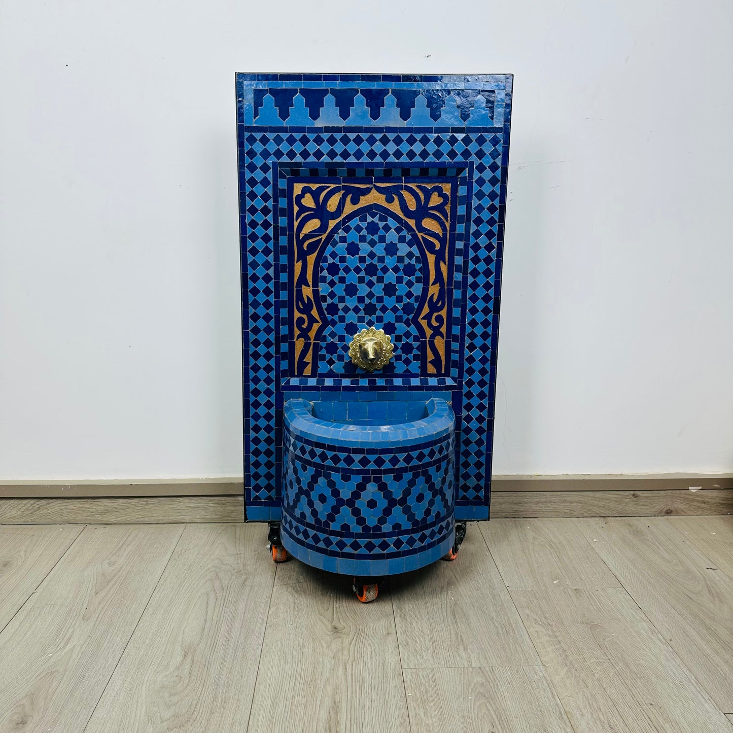 Moroccan Zellige Fountain – Deep Blue Elegance