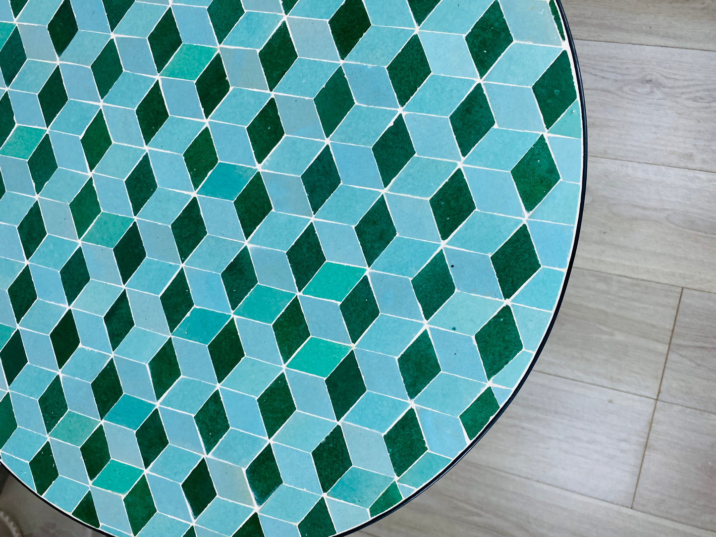 Handmade Moroccan Zellige Mosaic Table – 3D Geometric Elegance