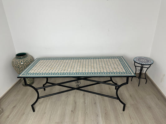 Handmade Moroccan Zellige Mosaic Dining Table – Elegant Simplicity