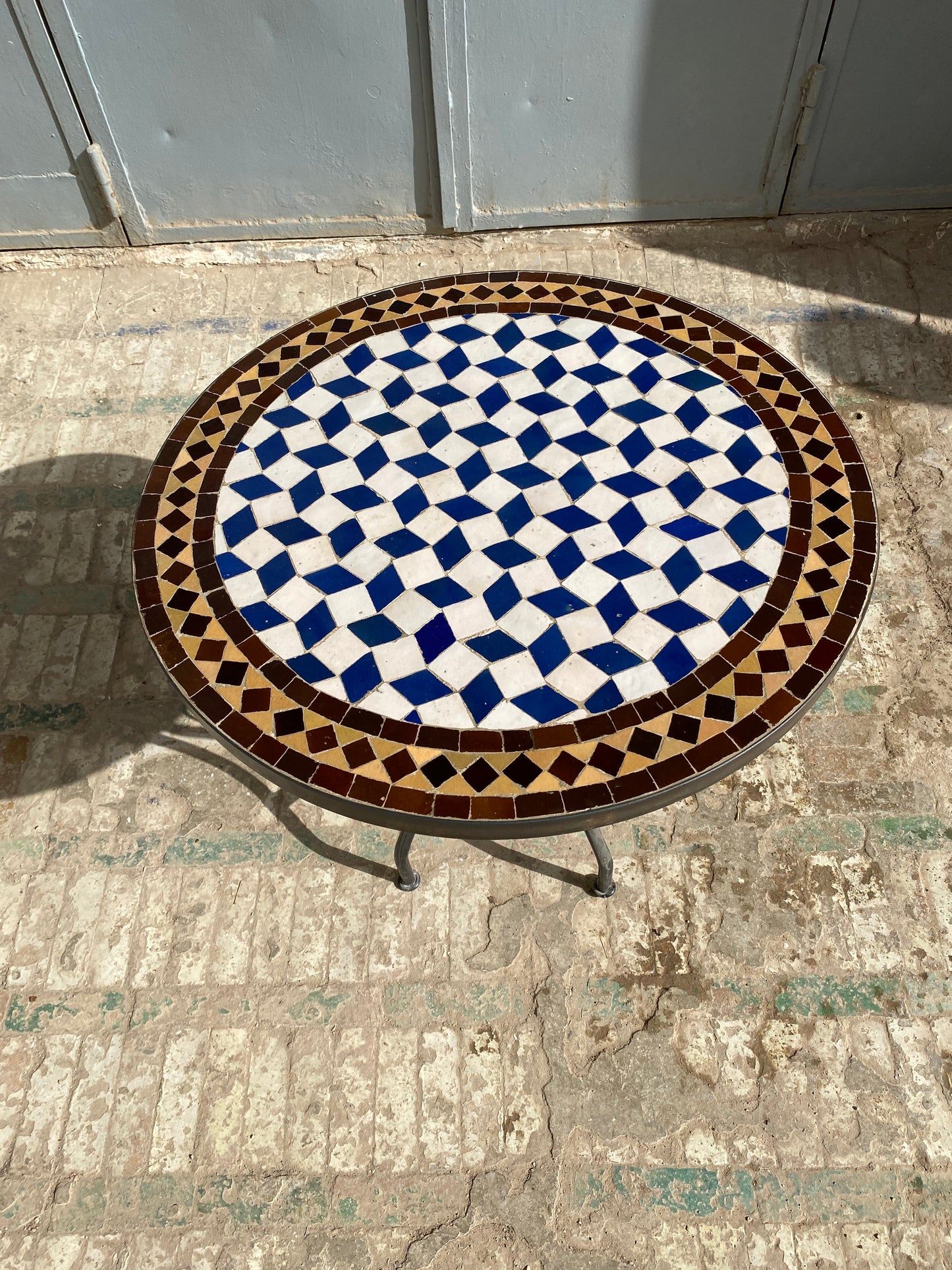 Classic Blue & White Mosaic Table