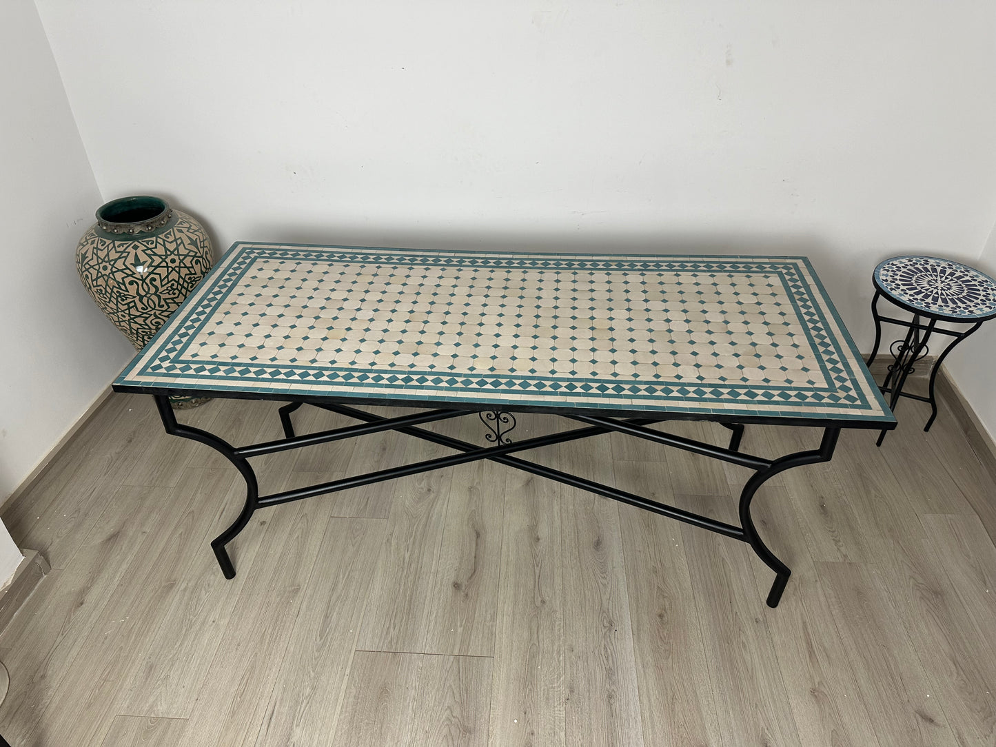 Handmade Moroccan Zellige Mosaic Dining Table – Elegant Simplicity