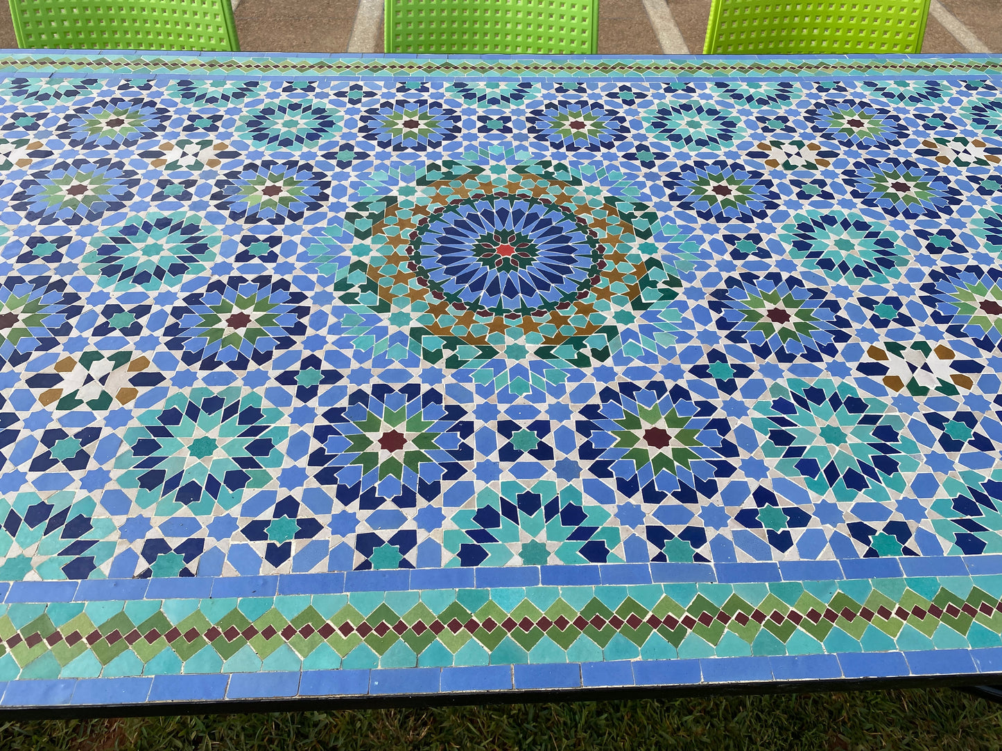 Handmade Moroccan Zellige Mosaic Table – Blue & Turquoise Elegance
