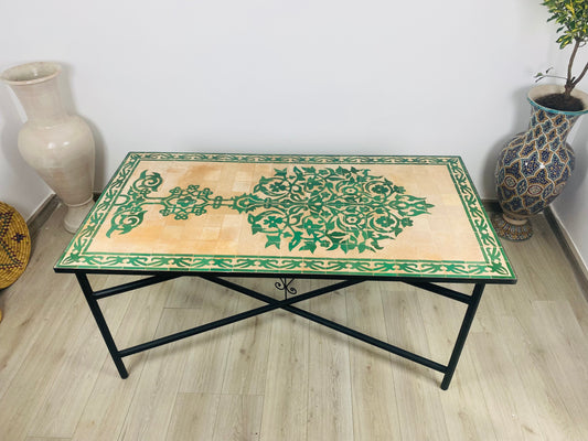 Tree of life Mosaic Table – Green & Beige Floral Elegance