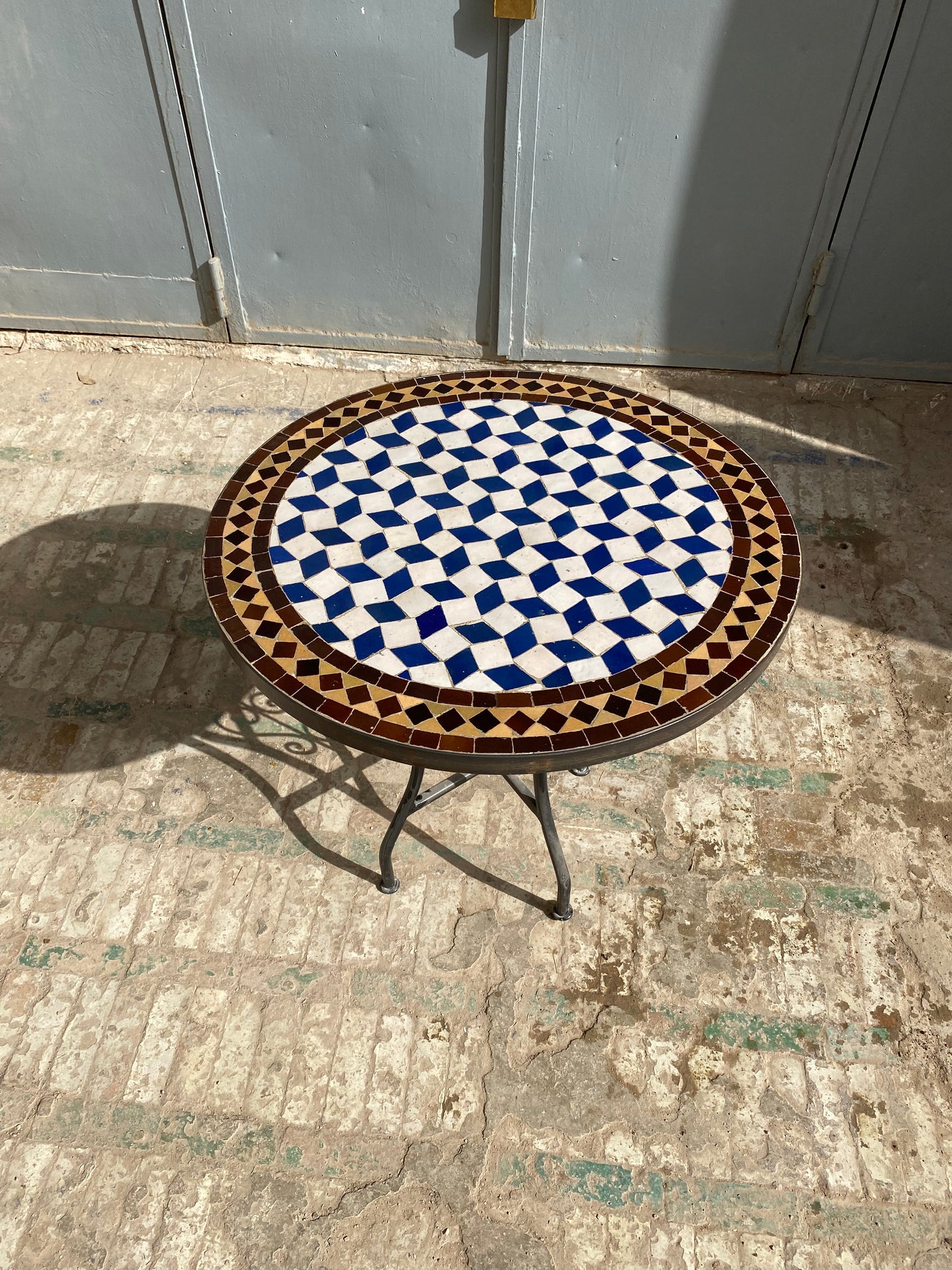 Classic Blue & White Mosaic Table