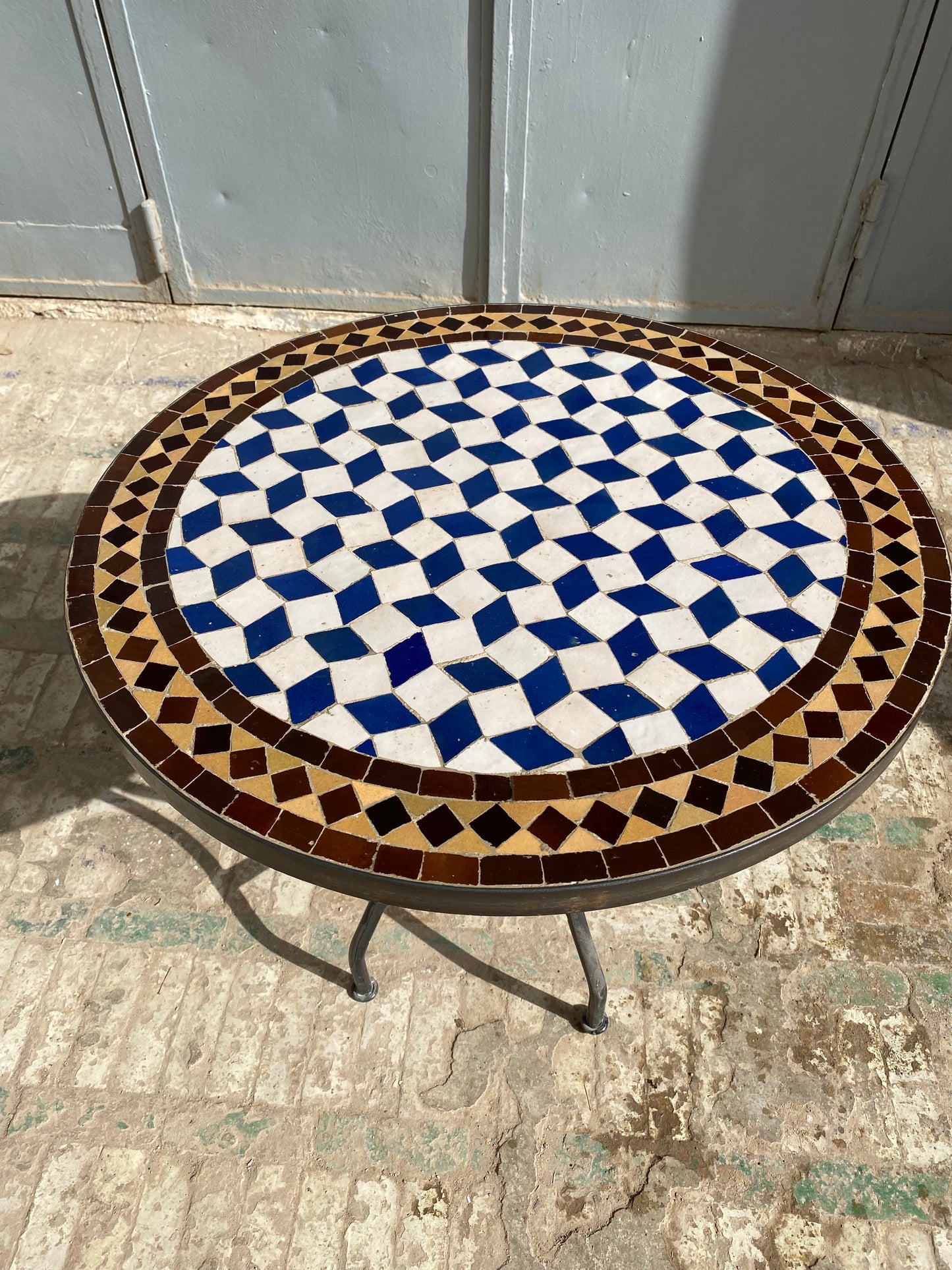 Classic Blue & White Mosaic Table