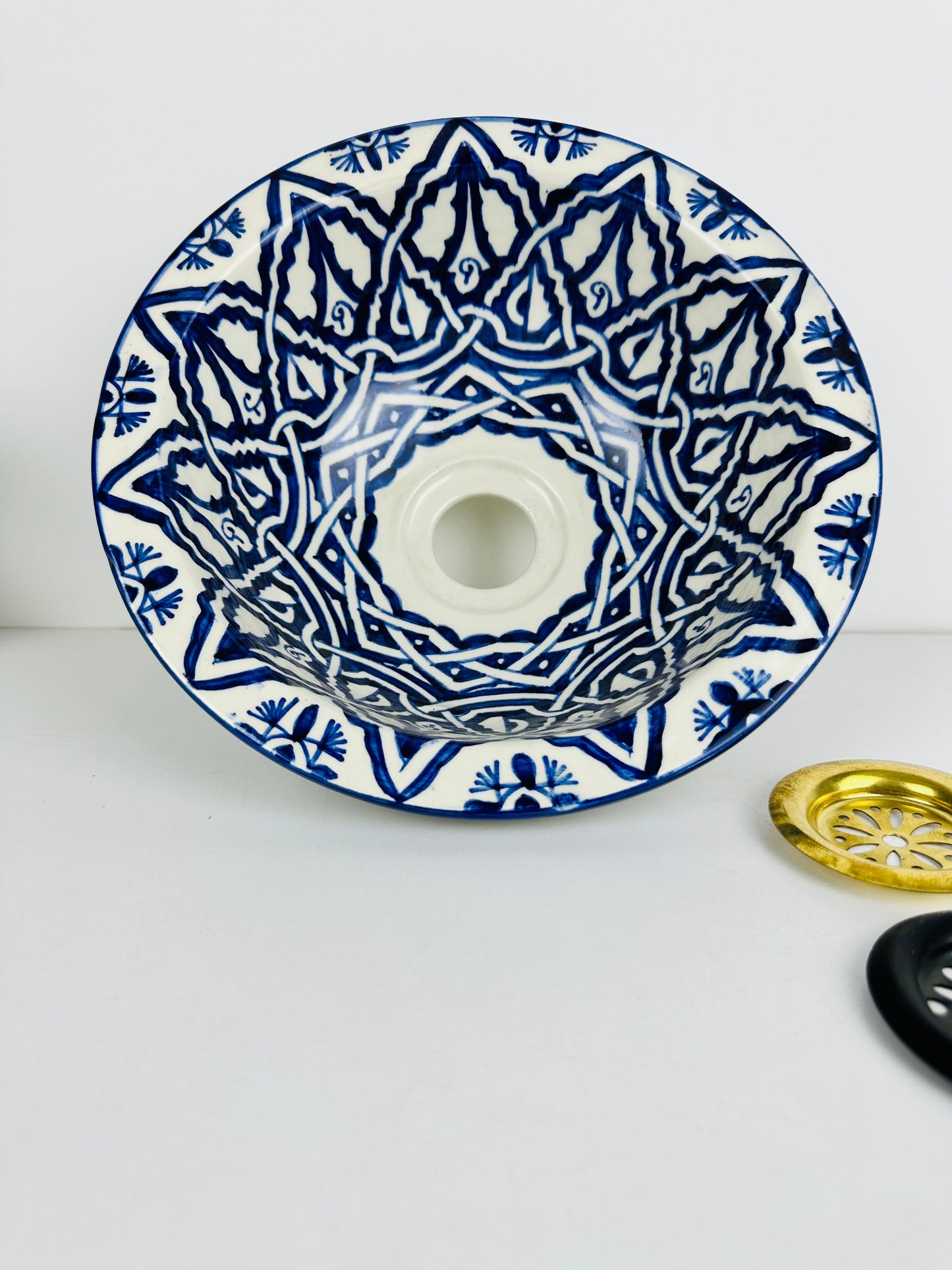 Blue Medina: Handcrafted Ceramic Sink with Moroccan Blue Design