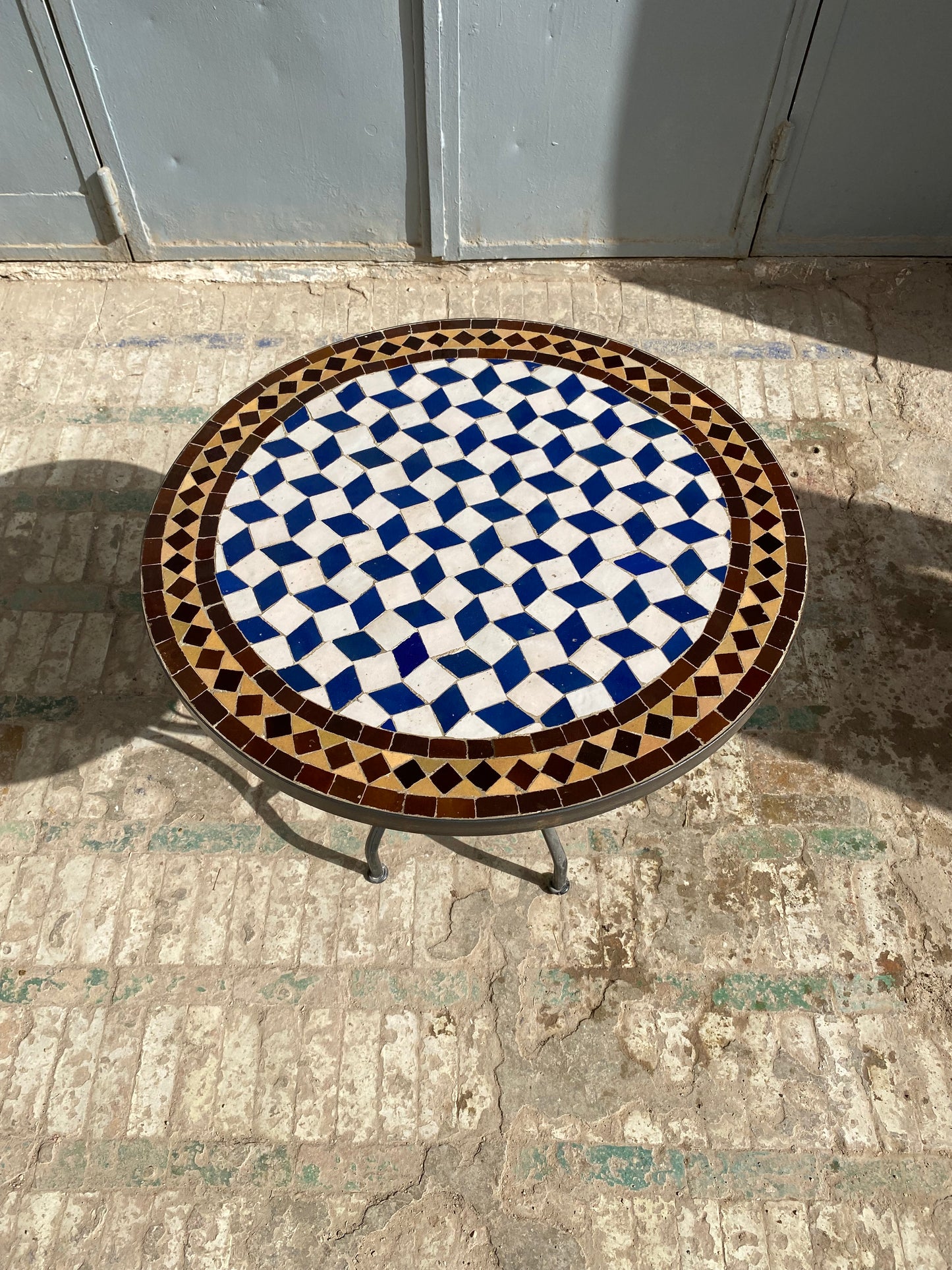 Classic Blue & White Mosaic Table