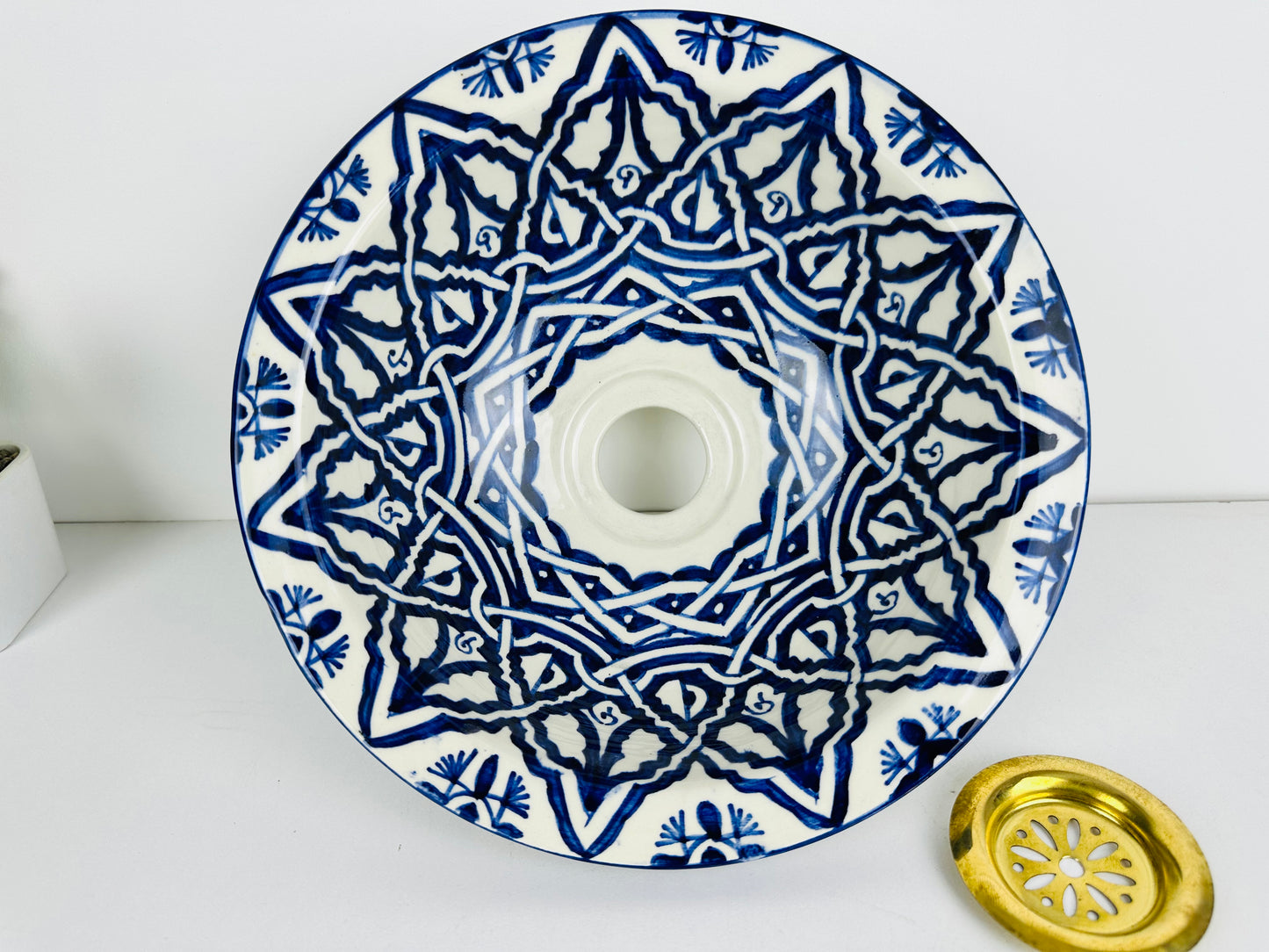 Blue Medina: Handcrafted Ceramic Sink with Moroccan Blue Design