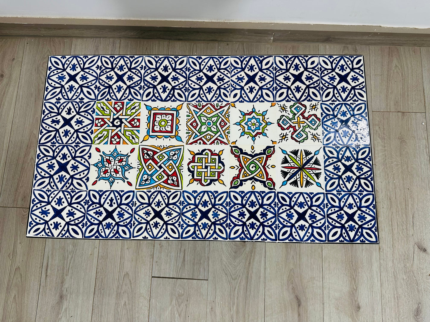 Handmade Moroccan Zellige Mosaic Table – Artistic Patchwork Design