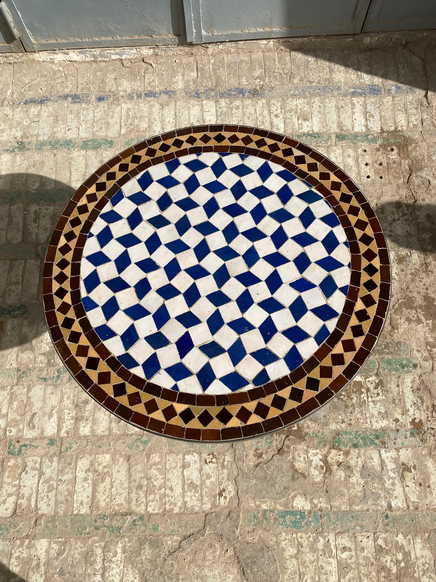 Classic Blue & White Mosaic Table