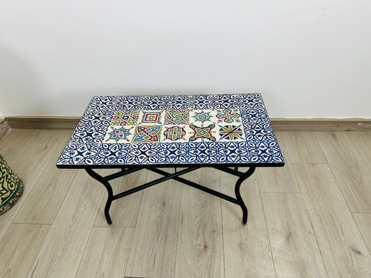 Handmade Moroccan Zellige Mosaic Table – Artistic Patchwork Design