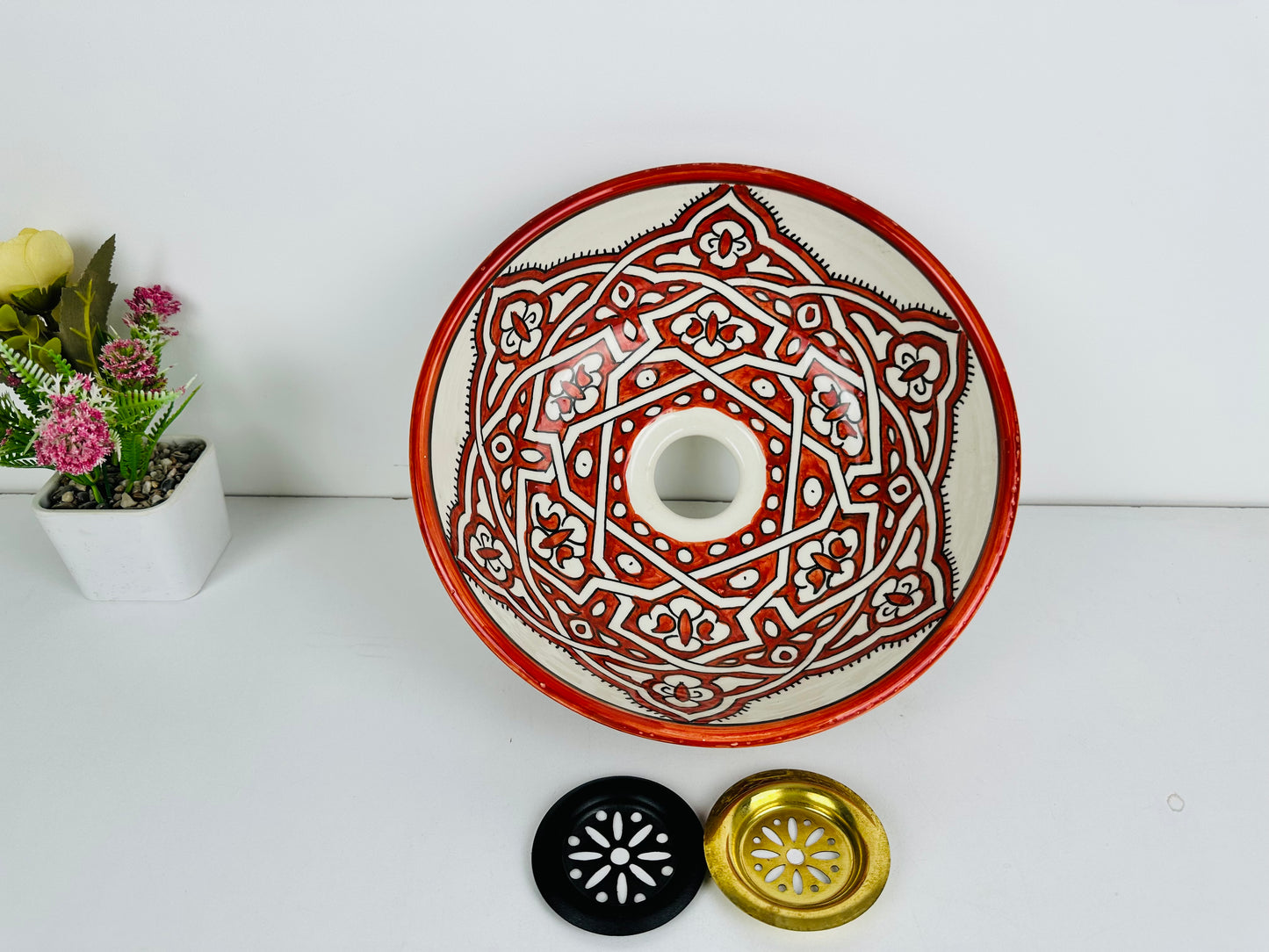 Brick Red Charm: Handcrafted Ceramic Sink in Red Brick Hue