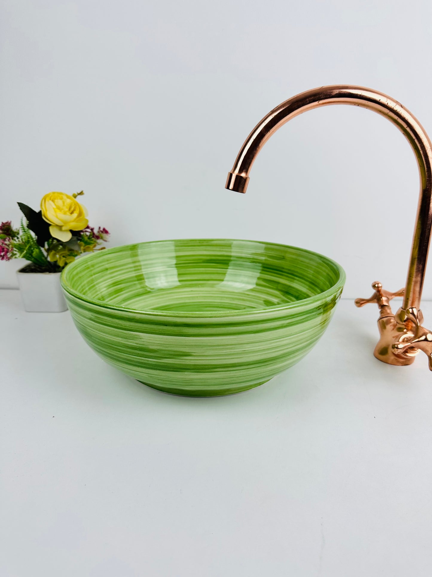 Pistachio Bliss: Handcrafted Ceramic Sink in a vibrant Pistachio Color