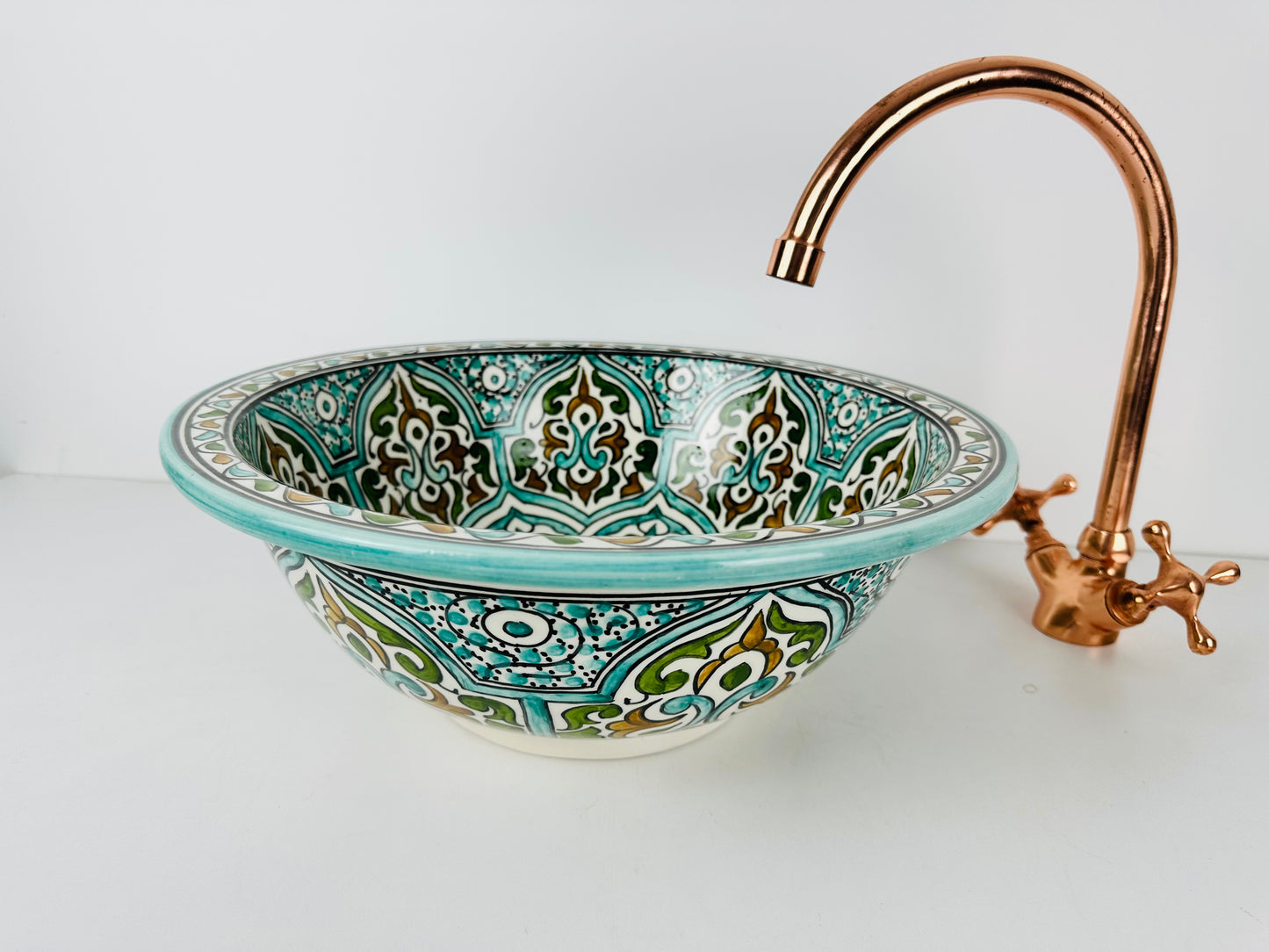 Teal Tranquility: Handcrafted Ceramic Sink with Multiple Colors