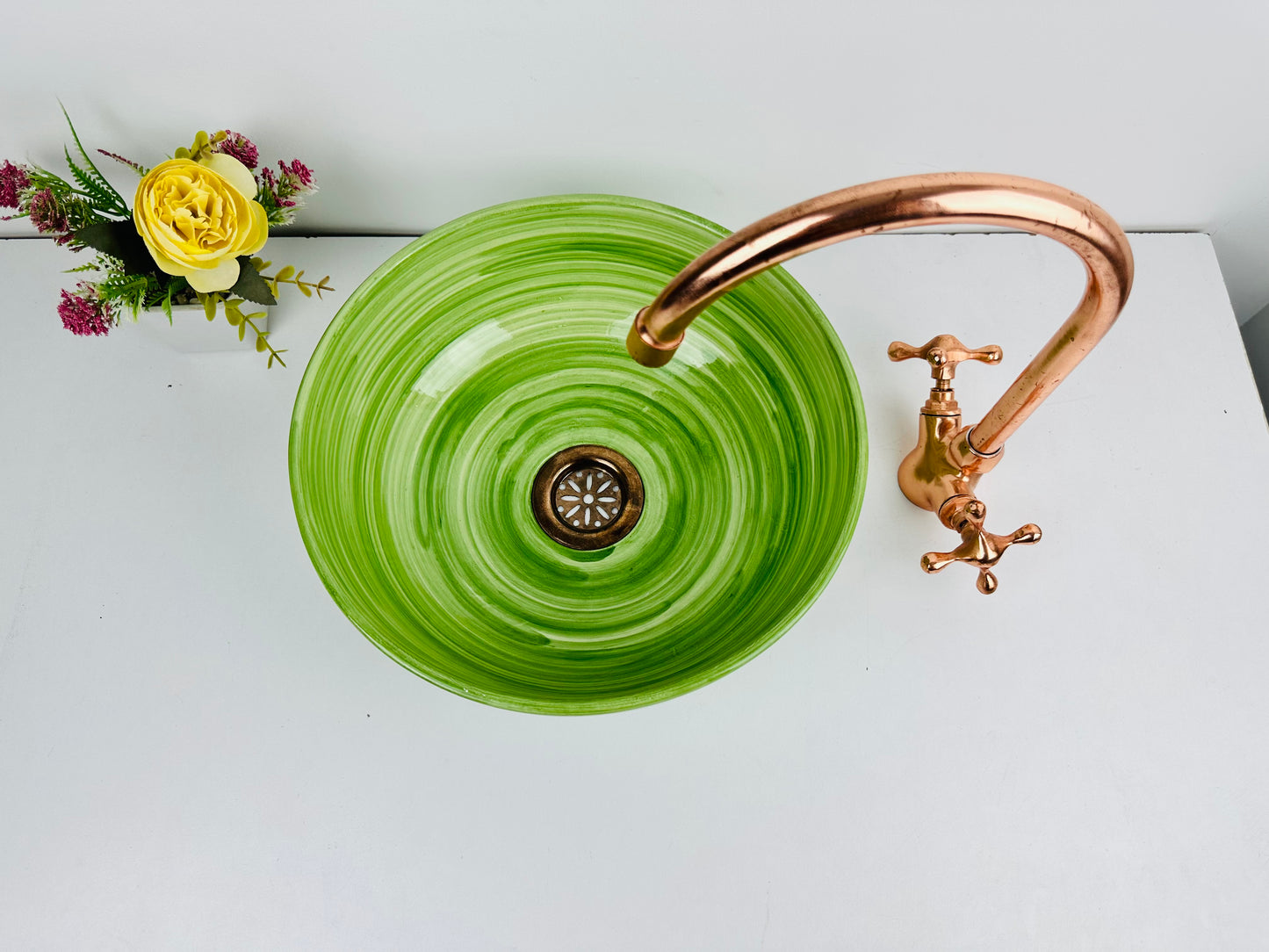 Pistachio Bliss: Handcrafted Ceramic Sink in a vibrant Pistachio Color