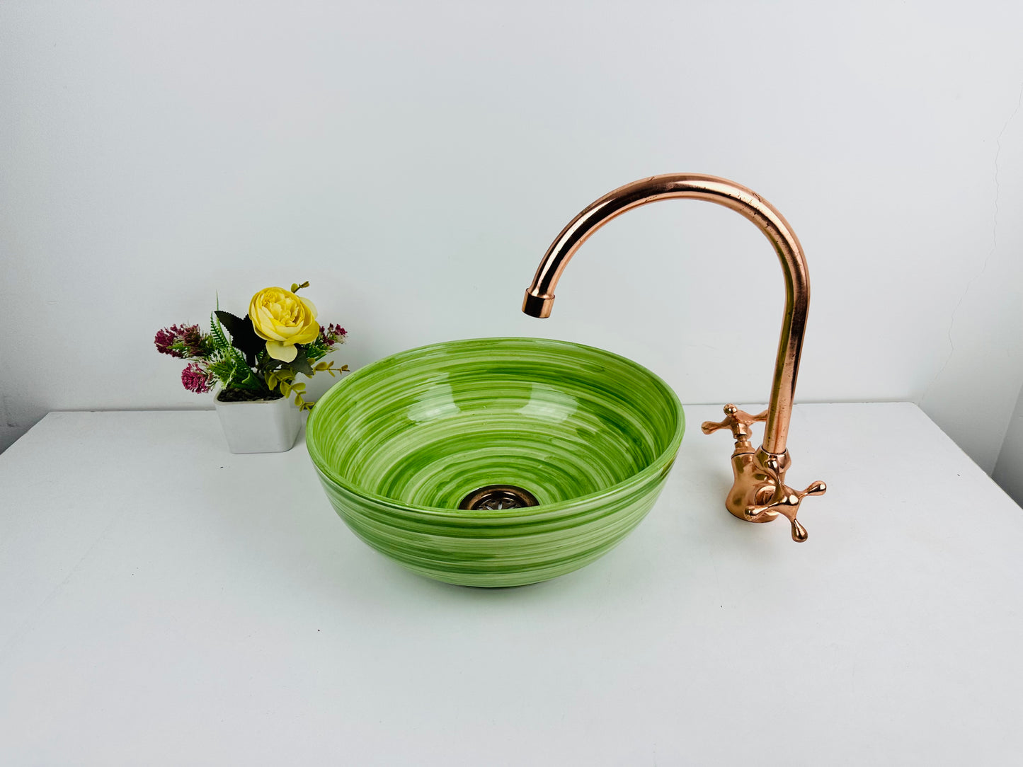 Pistachio Bliss: Handcrafted Ceramic Sink in a vibrant Pistachio Color