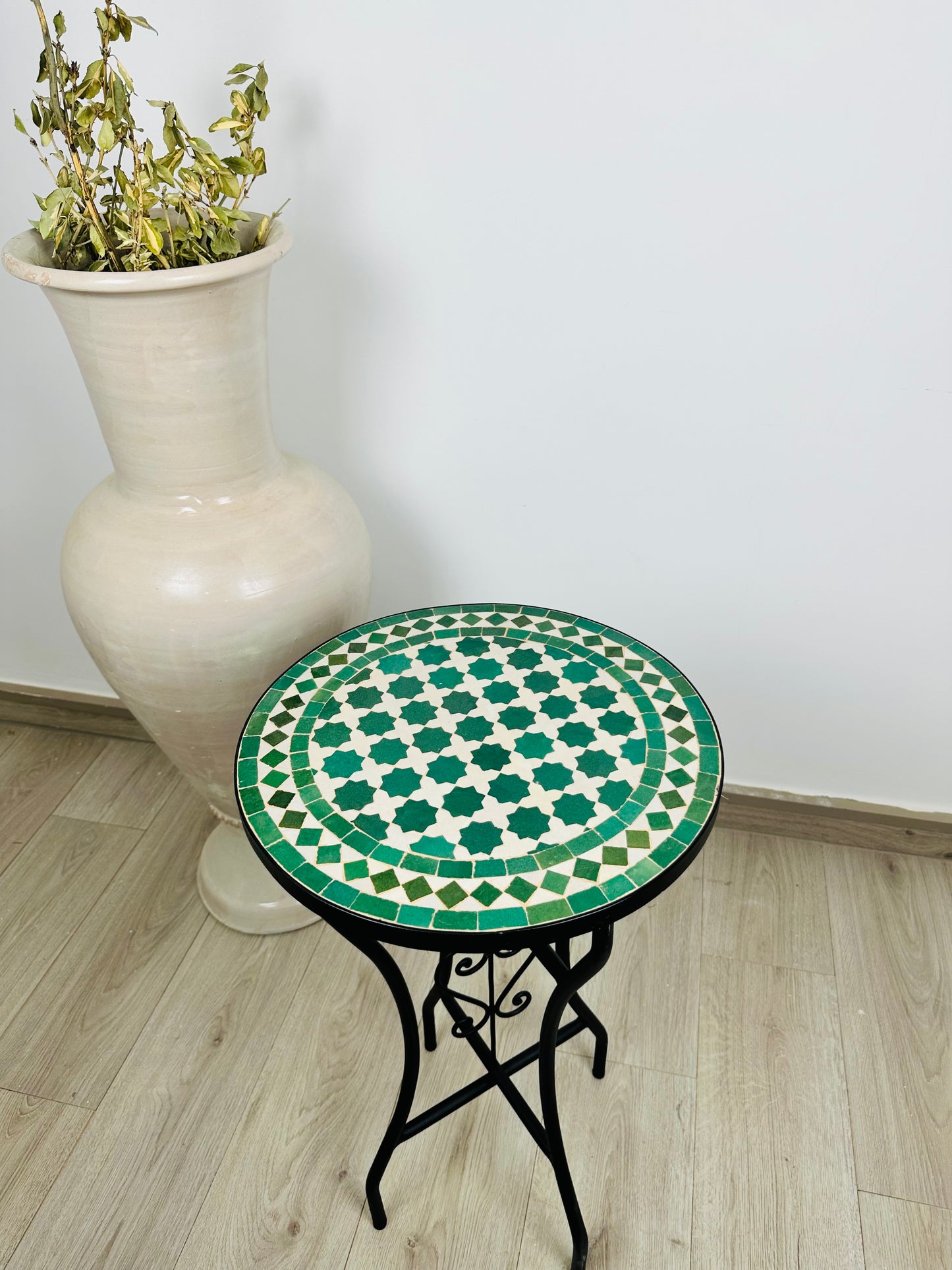 Classic Green & White Mosaic Bistro Table