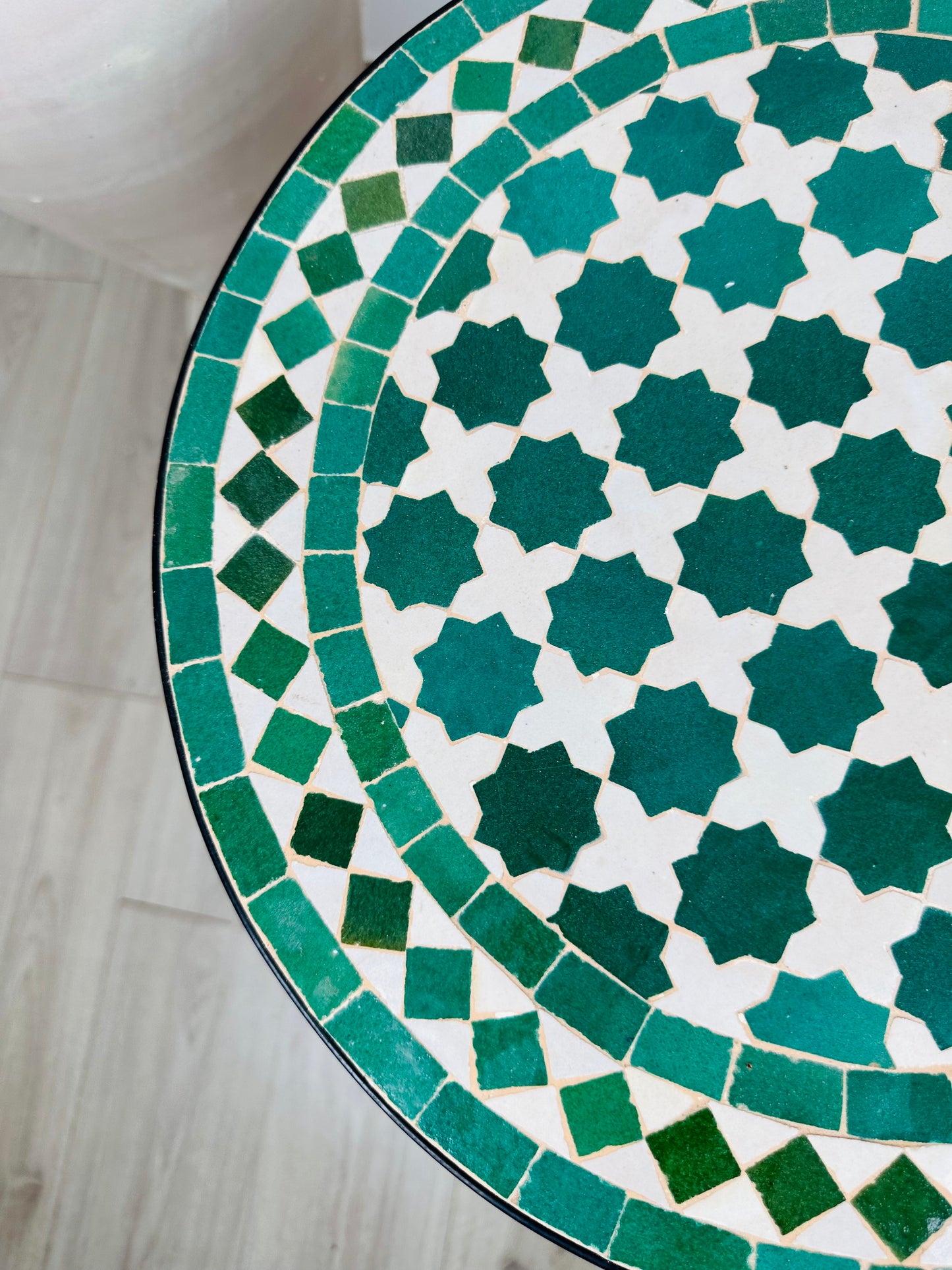 Classic Green & White Mosaic Bistro Table