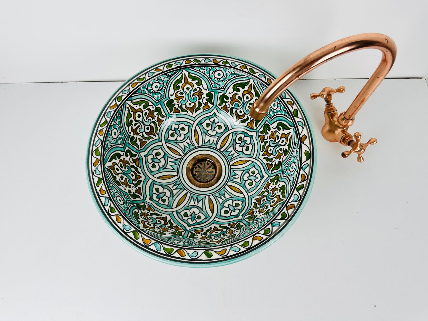 Teal Tranquility: Handcrafted Ceramic Sink with Multiple Colors