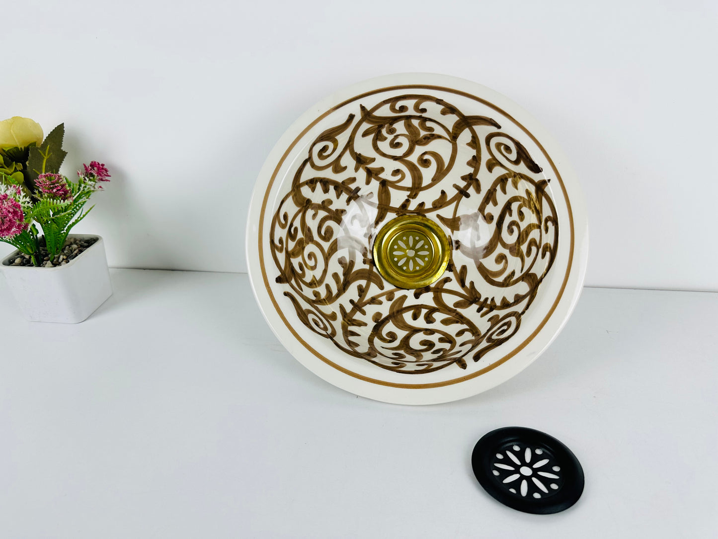 Rustic Elegance: Handcrafted Ceramic Sink in Rust Hue