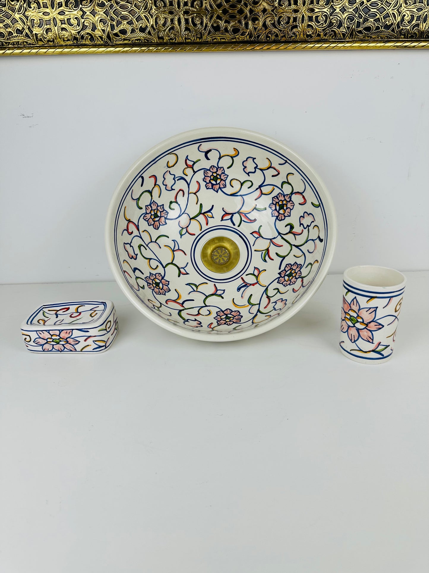 Blooming Garden Delight: Handcrafted Ceramic Sink with Colorful Floral Design