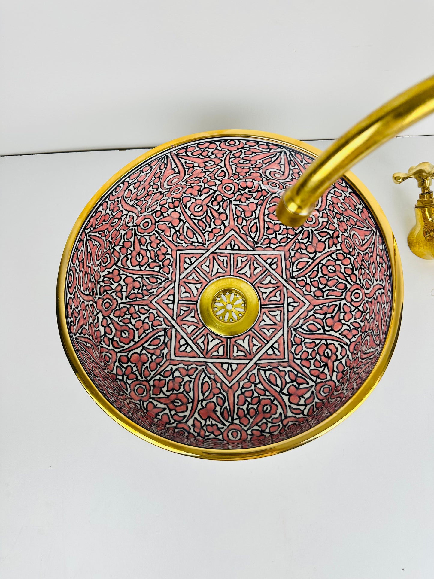 14K gold Peachy Perfection: Handcrafted Ceramic Sink in Peach Color