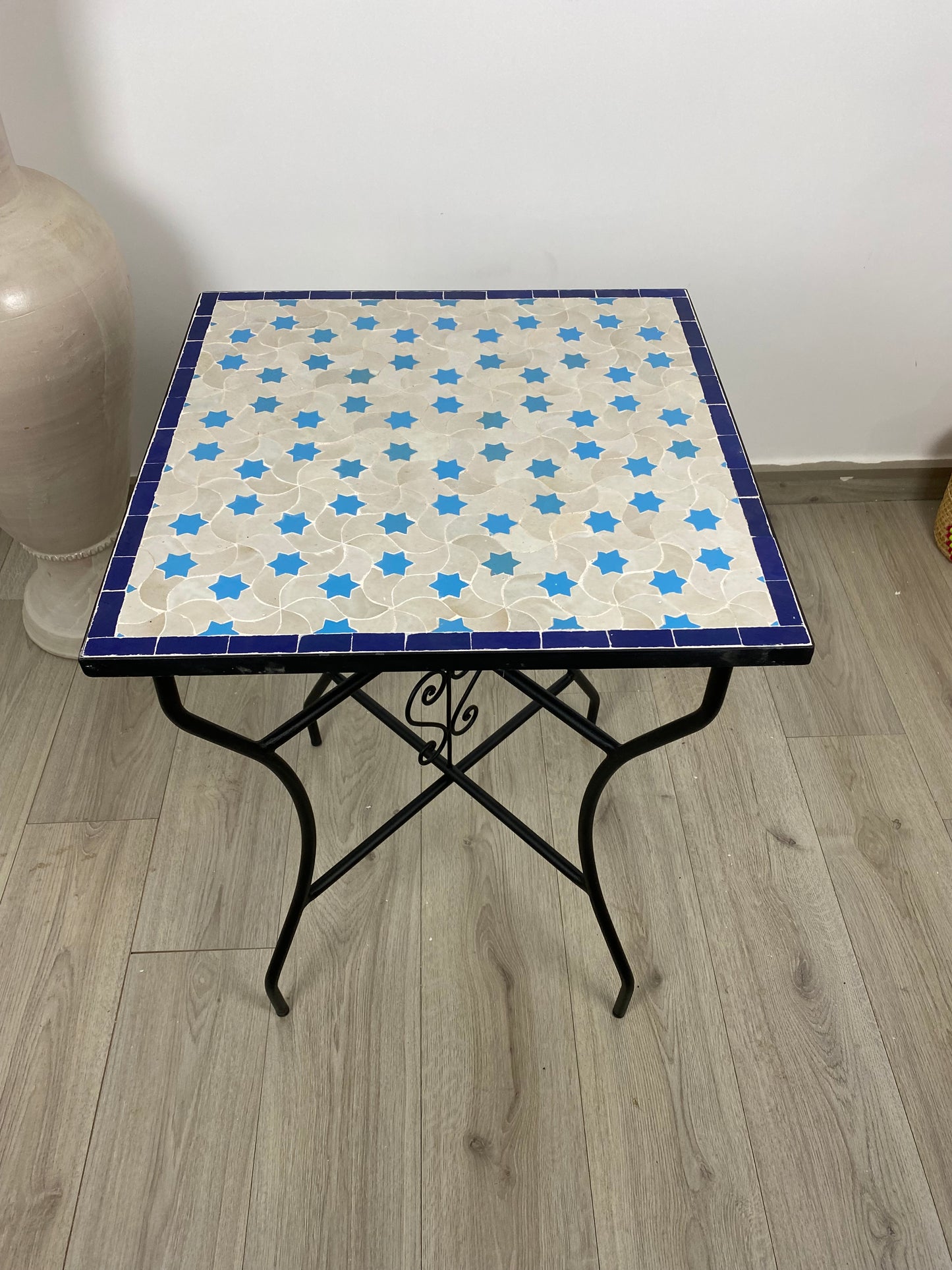 Handmade Moroccan Zellige Mosaic Table – Celestial Star Design