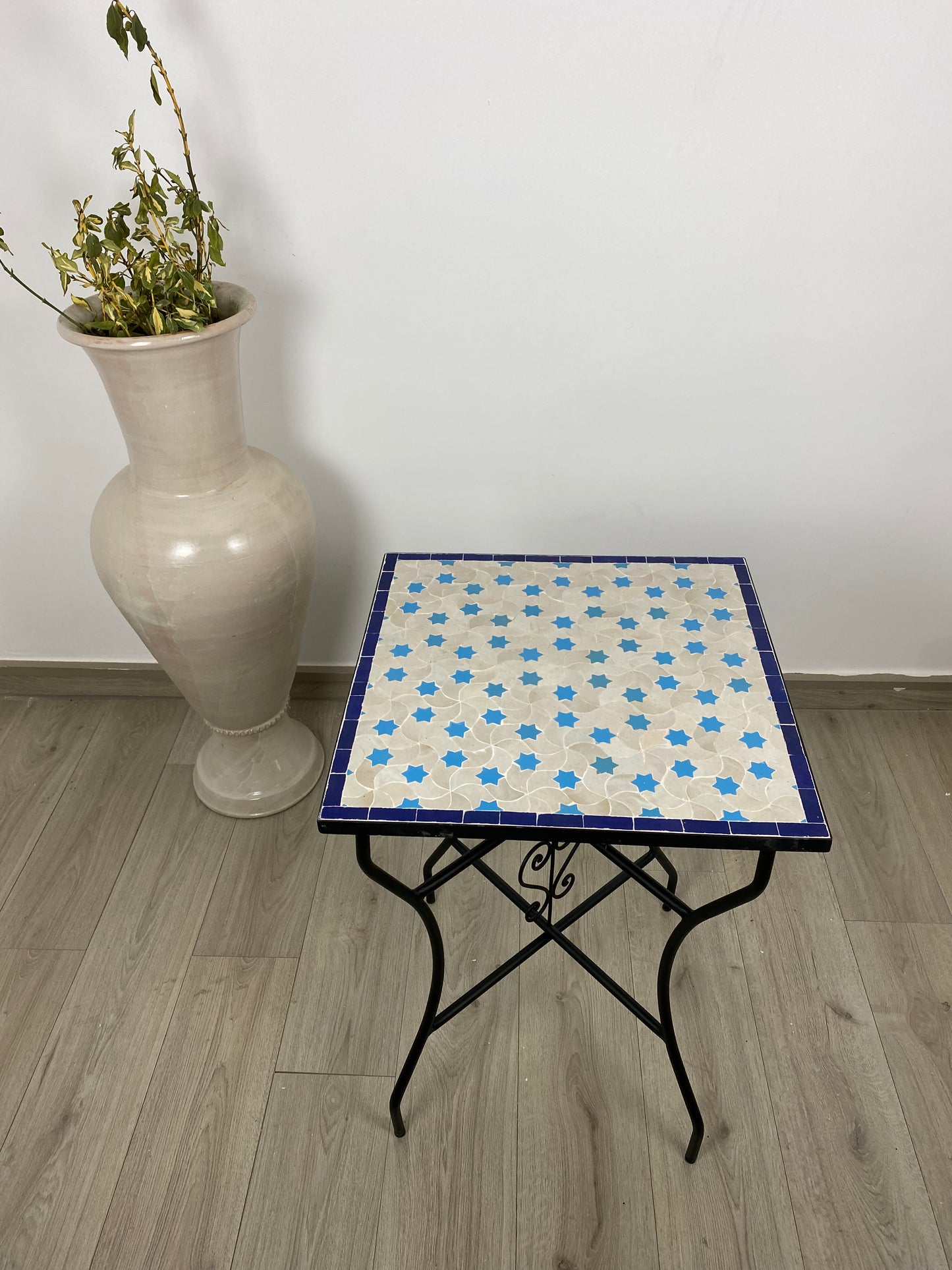 Handmade Moroccan Zellige Mosaic Table – Celestial Star Design