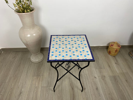 Handmade Moroccan Zellige Mosaic Table – Celestial Star Design