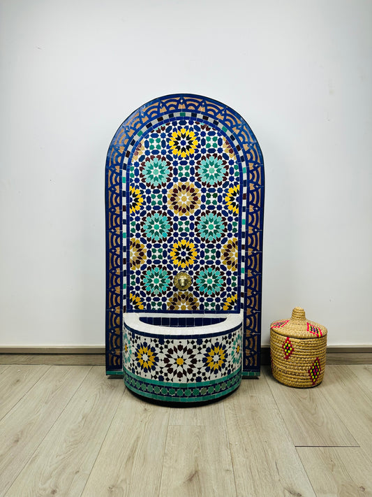 Handcrafted Moroccan Zellige Fountain – A Timeless Mosaic Masterpiece