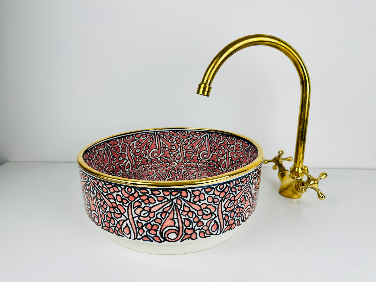 14K gold Peachy Perfection: Handcrafted Ceramic Sink in Peach Color