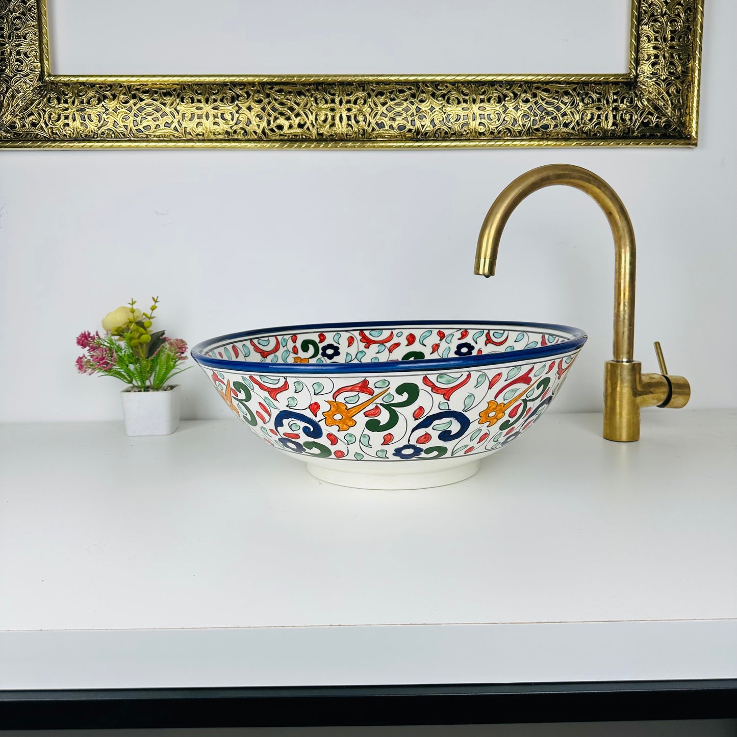 Colorful Artisanal Touch: Handcrafted Ceramic Sink with Unique Design