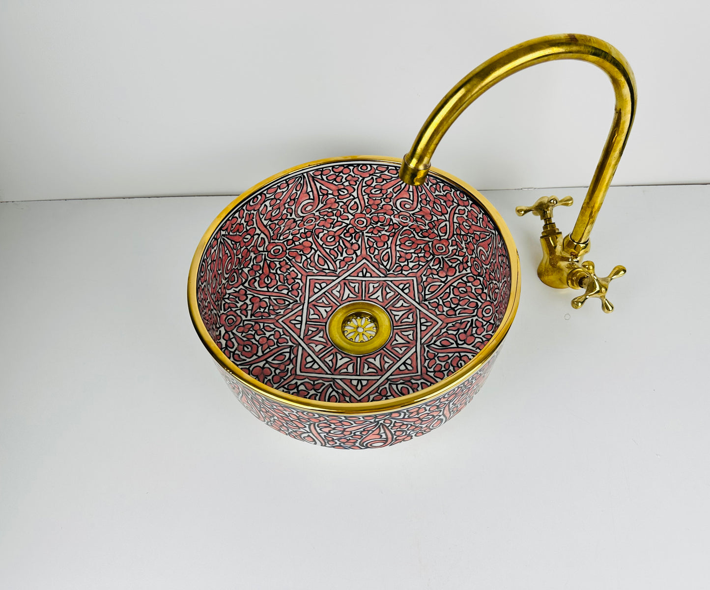 14K gold Peachy Perfection: Handcrafted Ceramic Sink in Peach Color