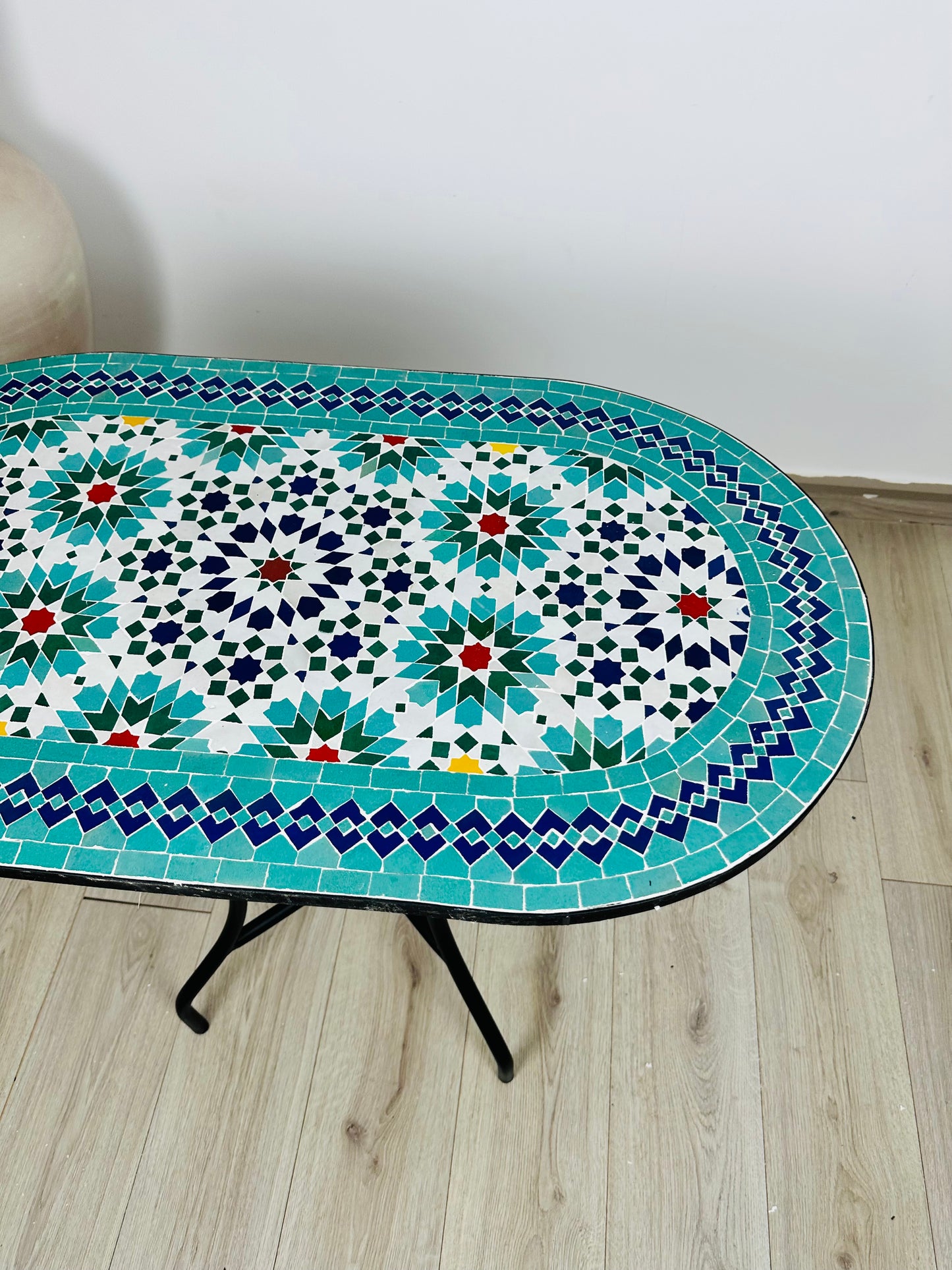 Handmade Moroccan Zellige Mosaic Table – Turquoise & Vibrant Elegance