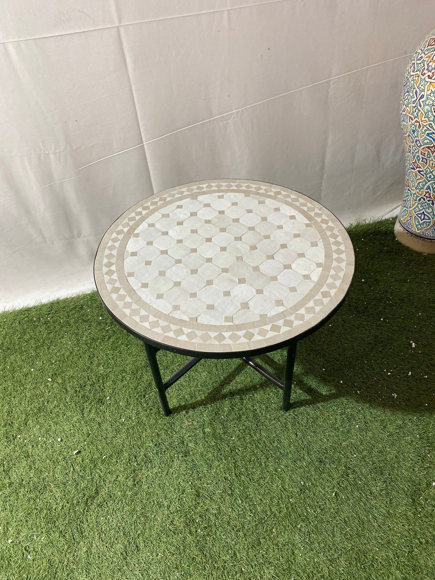 Elegant Neutral-Toned Mosaic Table