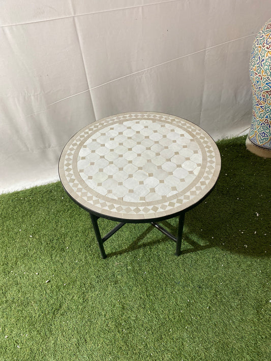 Elegant Neutral-Toned Mosaic Table