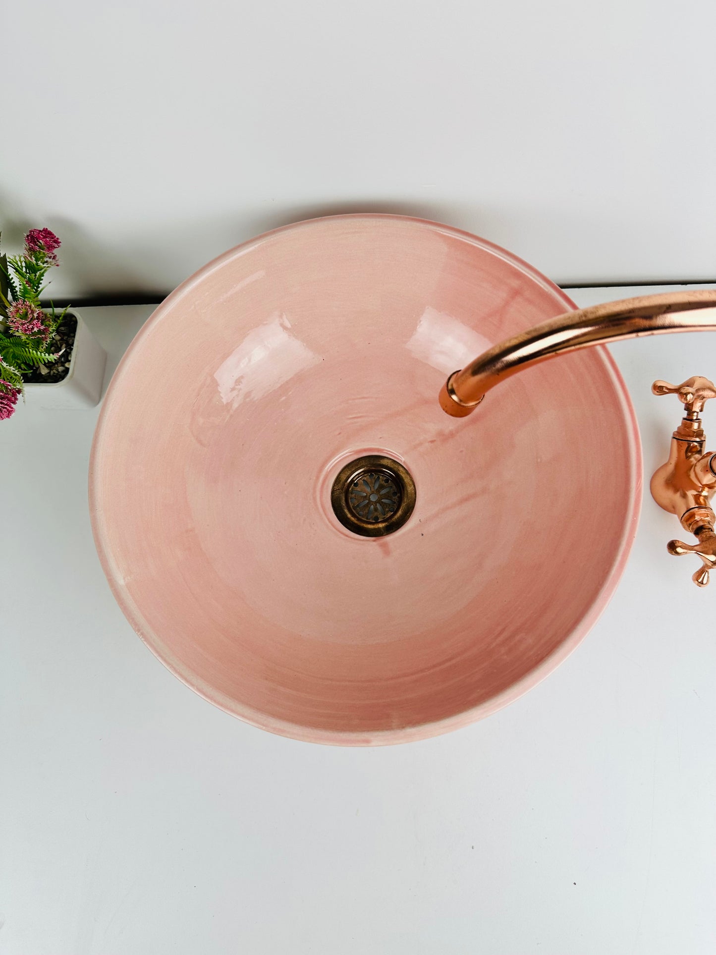 Peach Perfection: Handcrafted Ceramic Sink in Peach Color